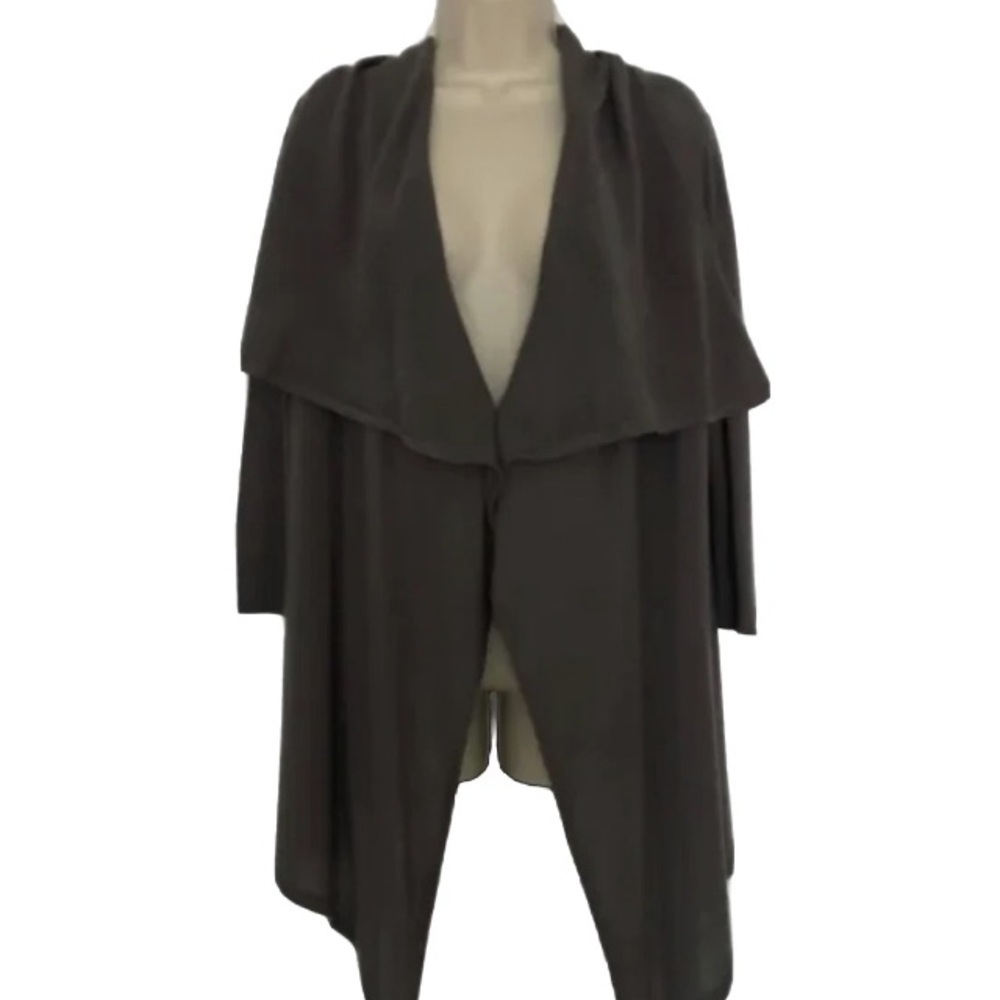 New York & Co Shawl Collar Open Front 3/4 Sleeve Cardigan Sweater Grey Women’s M
